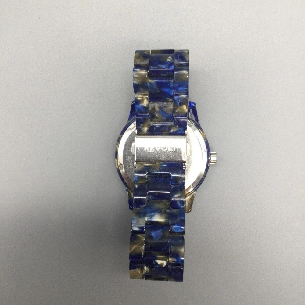 Revolt Womens Watch 39mm Blue Pearlized Silver Dial RT40069-L New Battery 6.75